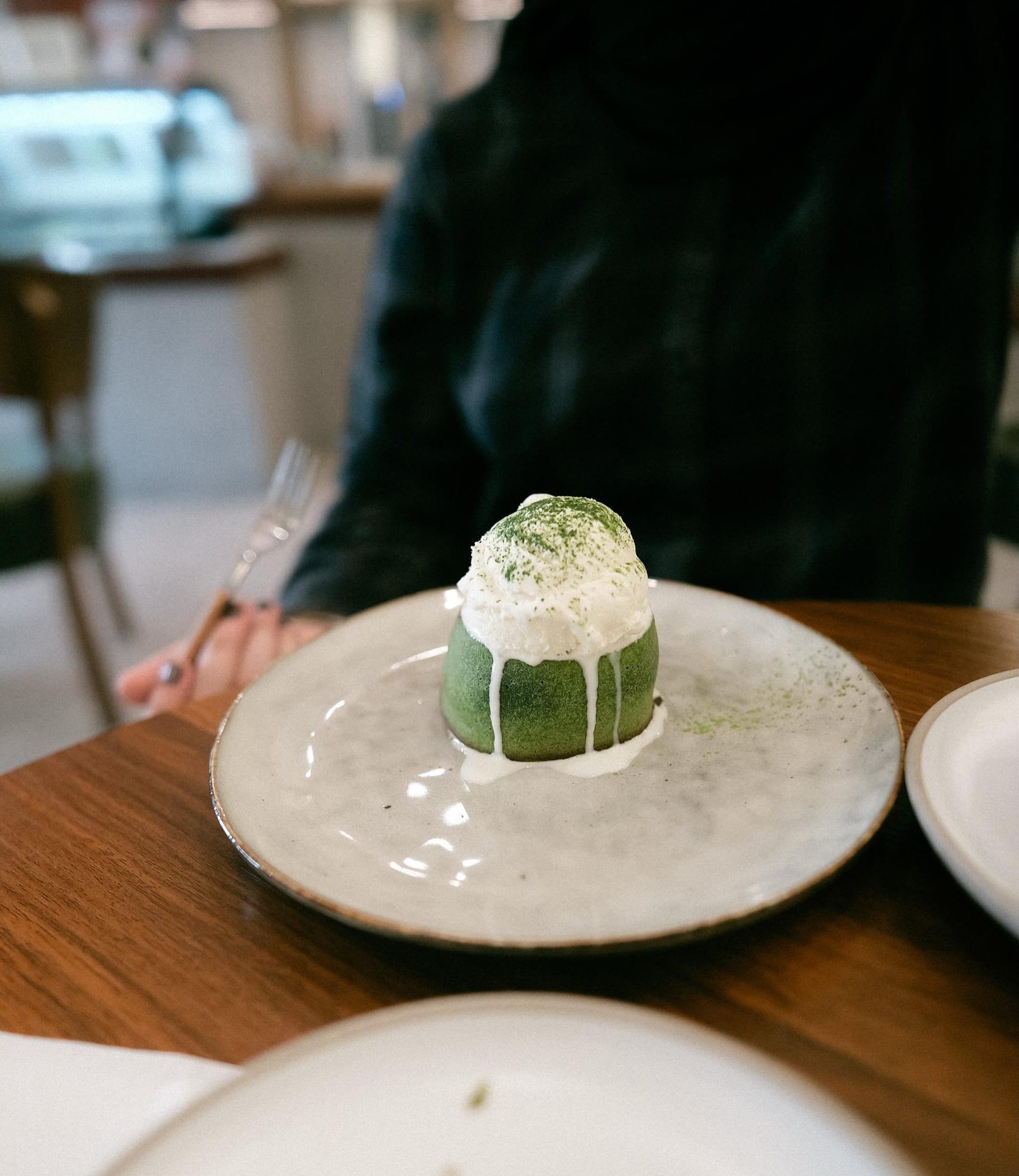 Matcha lava on a plate